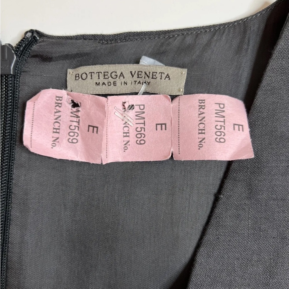 Bottega Veneta Grey Linen V Neck Sleeveless Embroidery Midi Pockets Dress IT42 - Picture 7 of 9